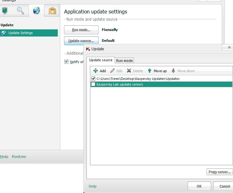 Choose The New Source Of Update In Kaspersky