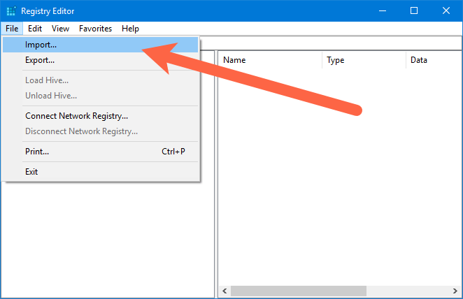 Import Option to Restore Windows Registry