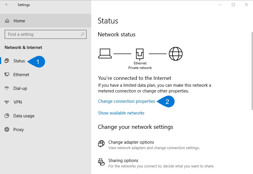 Network Status Windows 10