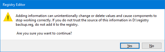 Restore Windows Registry Directly from Registry File