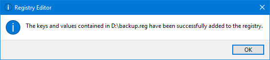 Successful Restore Windows Registry